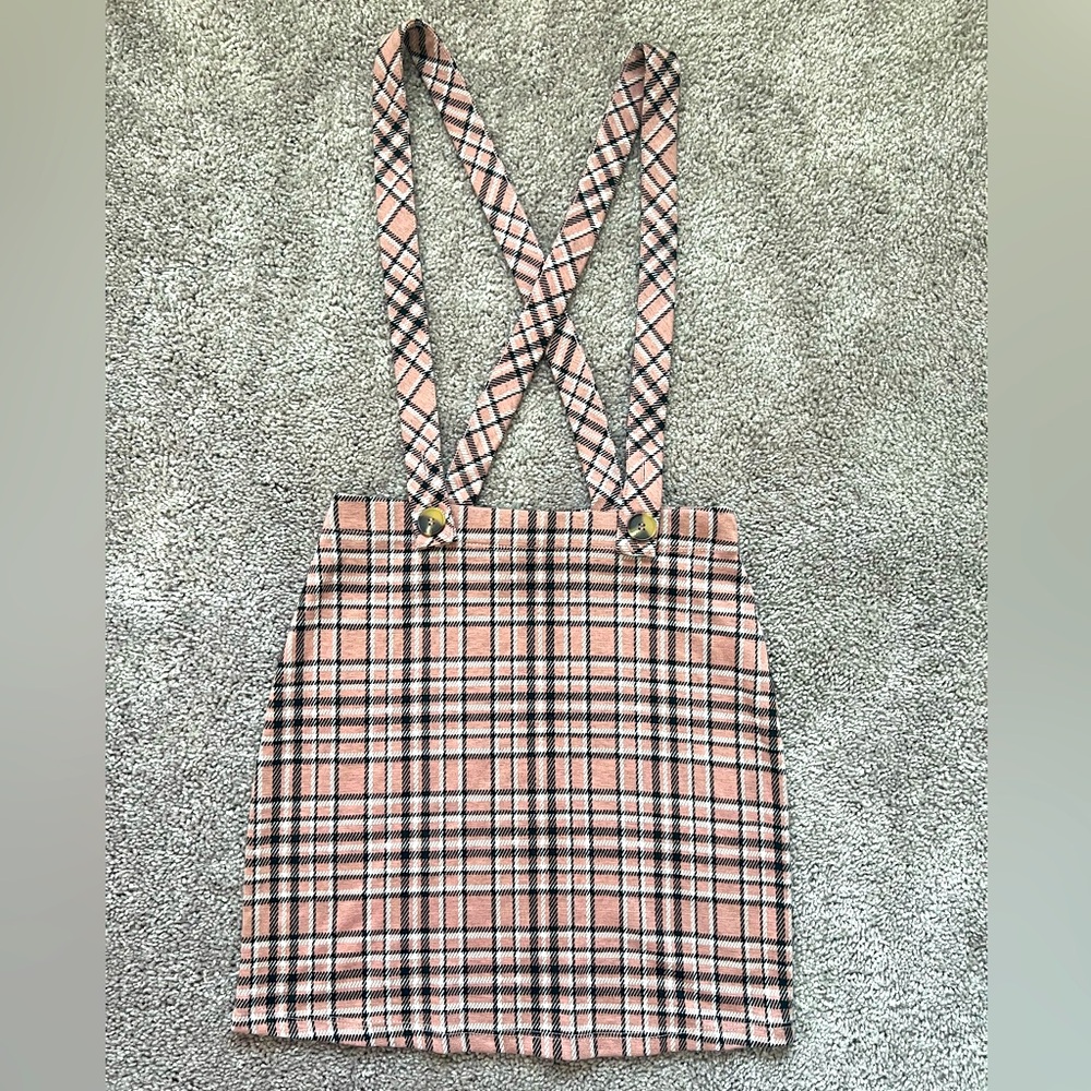 HOLLISTER Plaid Preppy Punk Suspender Mini Skirt Schoolgirl Pink XS